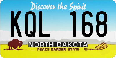 ND license plate KQL168