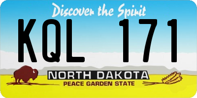 ND license plate KQL171