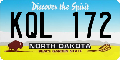 ND license plate KQL172