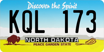 ND license plate KQL173