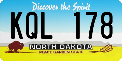 ND license plate KQL178
