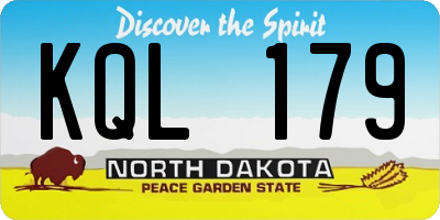 ND license plate KQL179