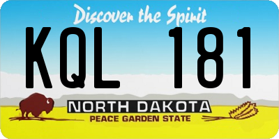 ND license plate KQL181