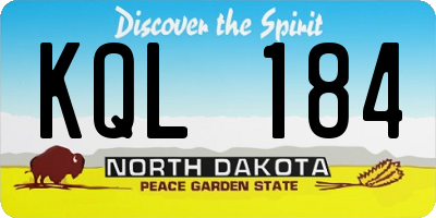 ND license plate KQL184