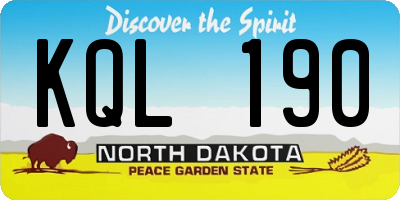 ND license plate KQL190