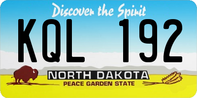 ND license plate KQL192