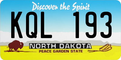 ND license plate KQL193