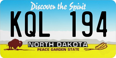 ND license plate KQL194