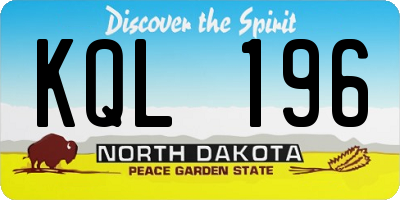 ND license plate KQL196