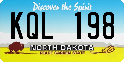 ND license plate KQL198