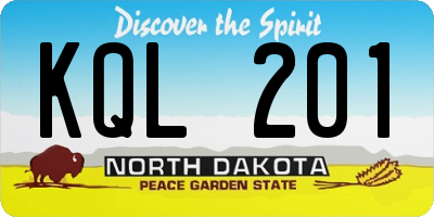 ND license plate KQL201