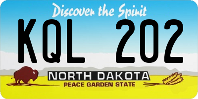 ND license plate KQL202