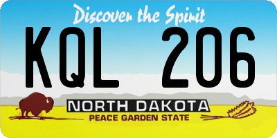 ND license plate KQL206