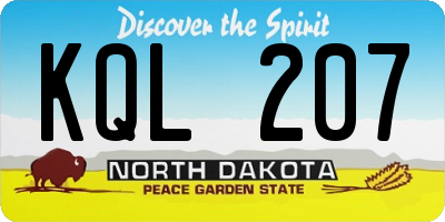 ND license plate KQL207