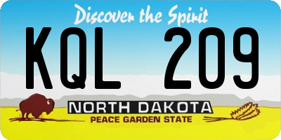 ND license plate KQL209
