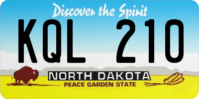 ND license plate KQL210