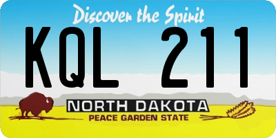 ND license plate KQL211