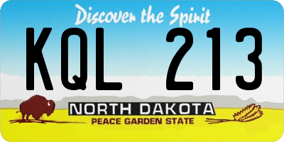 ND license plate KQL213