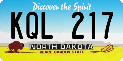 ND license plate KQL217