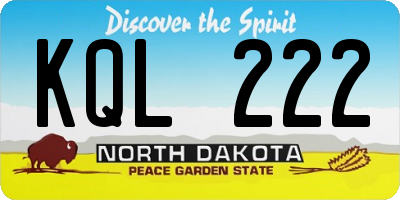 ND license plate KQL222