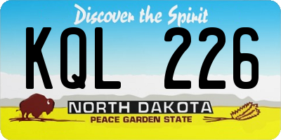 ND license plate KQL226