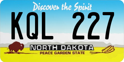 ND license plate KQL227