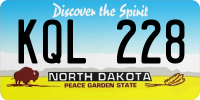 ND license plate KQL228
