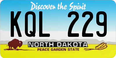 ND license plate KQL229