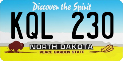 ND license plate KQL230
