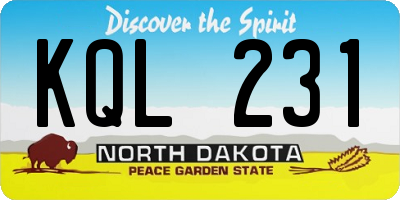 ND license plate KQL231