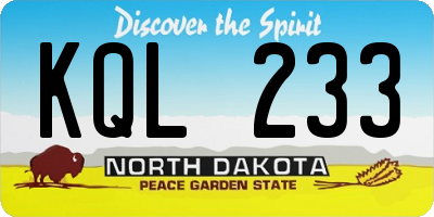 ND license plate KQL233