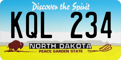 ND license plate KQL234