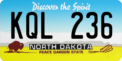 ND license plate KQL236