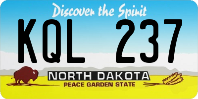 ND license plate KQL237