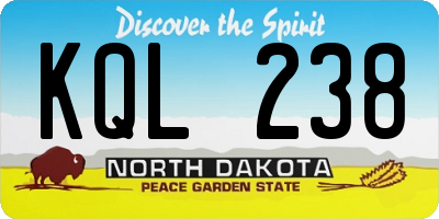 ND license plate KQL238