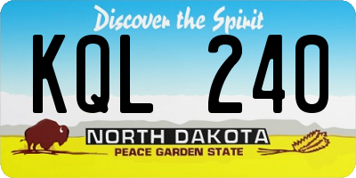 ND license plate KQL240