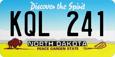 ND license plate KQL241