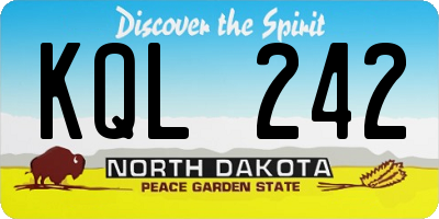 ND license plate KQL242