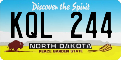 ND license plate KQL244