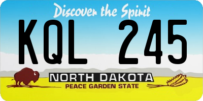 ND license plate KQL245