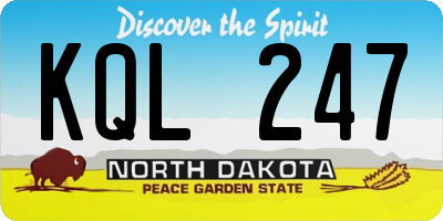 ND license plate KQL247