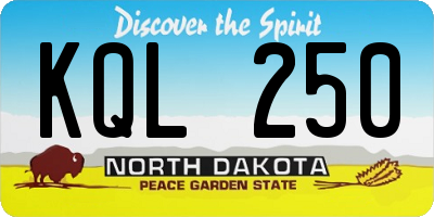 ND license plate KQL250