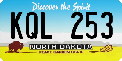 ND license plate KQL253