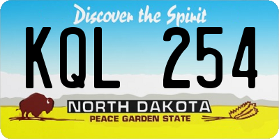 ND license plate KQL254