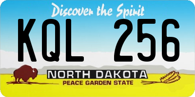 ND license plate KQL256