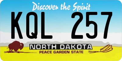 ND license plate KQL257