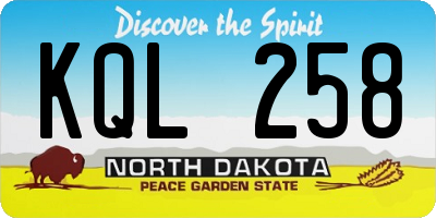 ND license plate KQL258