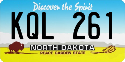 ND license plate KQL261