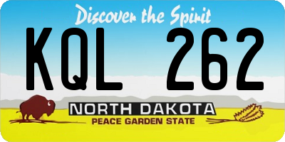 ND license plate KQL262