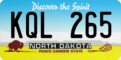 ND license plate KQL265